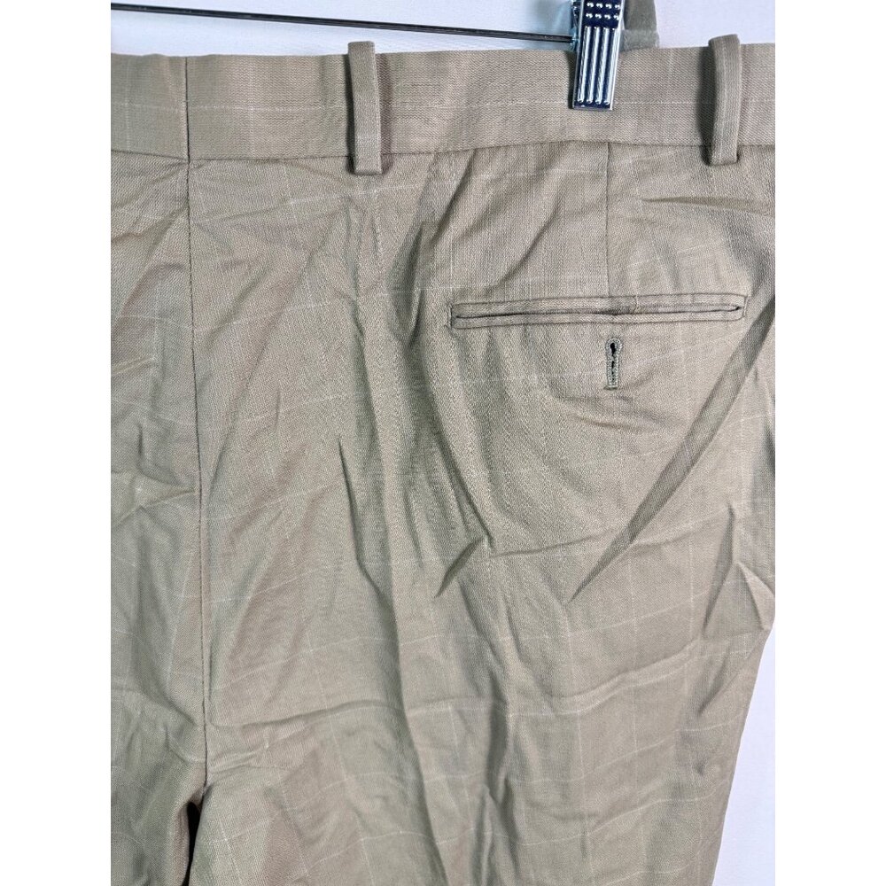 Linea Uomo Mens Dress Pants 100% Wool Window Pane Waist sz 43 Pleated Y2K Career - Picture 11 of 16